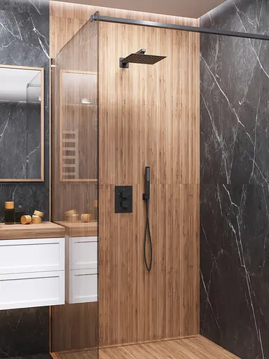 Душова система прихованого монтажу Corsan Adour black + BOX з термостатом Z01TBL, Чорний матовий - фото 4