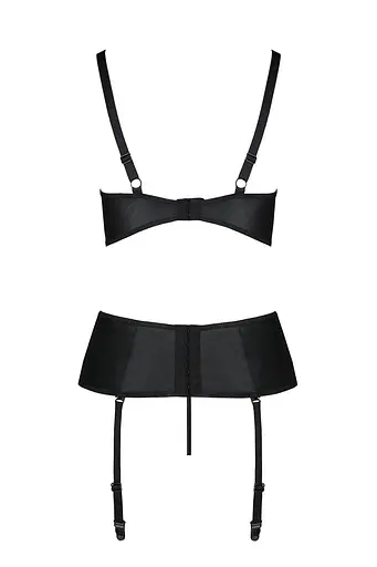 Корсет з відкритими грудьми Passion JANNIES CORSet XXL/XXXL black стрінги в наборі - фото 4