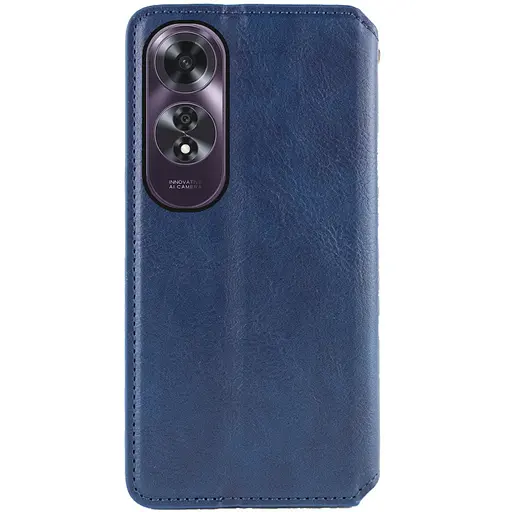 Кожаный чехол-книжка Getman Cubic (PU) для Oppo A60 4G Синий - фото 4