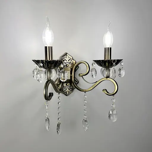 Бра подсвечник Line F на 2 лампы с хрустальными подвесками в бронзовом корпусе Арт. 6071/2 AB - фото 5