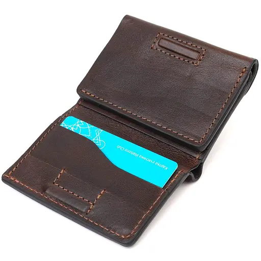 Шкіряний чоловічий гаманець Grande Pelle 8х10х1.5 см acs0027529 - фото 3