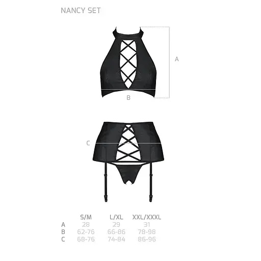 Комплект із еко-шкіри з імітацією шнурівки Passion Nancy Set black L/XL - фото 5