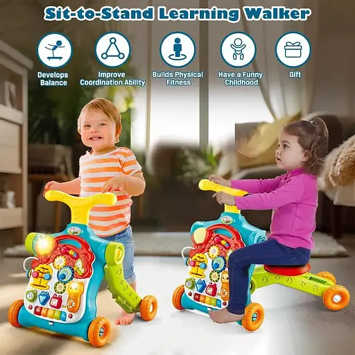 Навчальні ходунки для малюків 5 в 1 Baby Walker Sit-to-Stand - фото 5