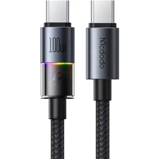 Кабель Mcdodo USB-C to USB-C Cable with 7 Colorful Lights 1,2 м CA-8200 Черный