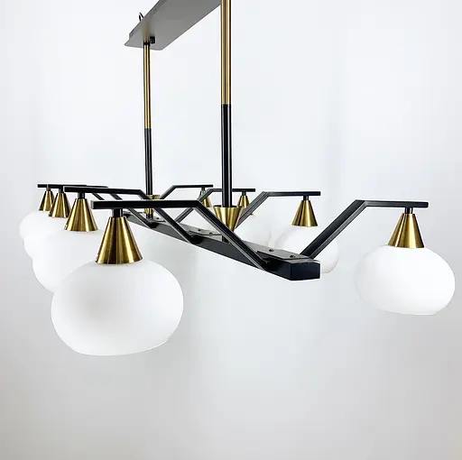 Витончена люстра в чорному корпусі з білими плафонами Line.F Кількість ламп 6 - фото 5