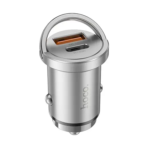Автомобильное зарядное устройство HOCO NZ10 Handy PD45W+QC3.0 car charger Silver - фото 5