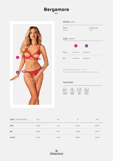 Комплект білизни Obsessive Bergamore M/L (чорний) - фото 13