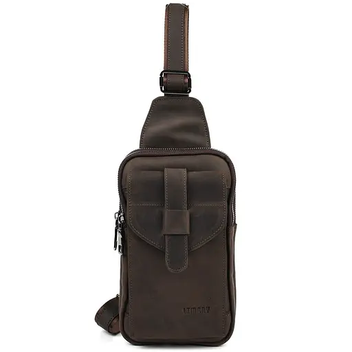 Мужской кожаный слинг на два отделения LIMARY 30х16.5х5 см sum0028212 - фото 1