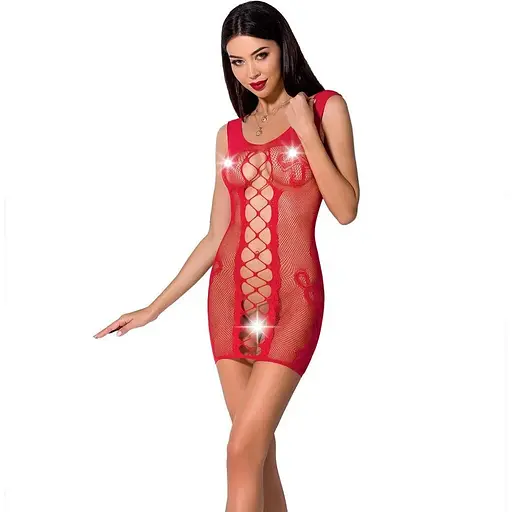 Откровенное платье-сетка Passion BS073 red One size