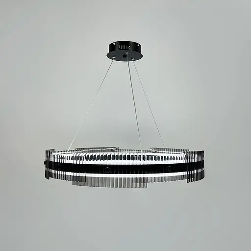 Черная кольцевая люстра с графитовыми пластинами Ø 60 см Ст. MJ 233-600 BK Line F - фото 7