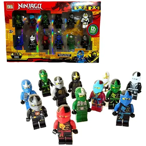 Набір ігрових фігурок Pin Ba Ніндзяго зі зброєю  12 шт. - фото 2