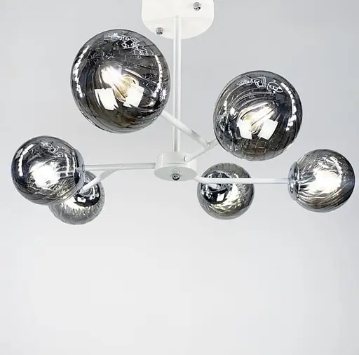 Стельова люстра на 6 плафонів в білому корпусі | Арт. 8122/6 WT | Line F - фото 1