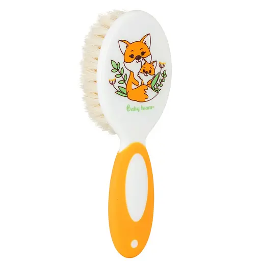 Набор расческа и щетка из натуральной щетины Baby Team (7106_оранжевый) - фото 5