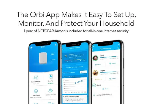 NETGEAR WiFi система Orbi RBK762S AX5400, WiFi 6, MESH, 3xGE LAN, 1xGE WAN, біл. кільк. (2шт.) - фото 4