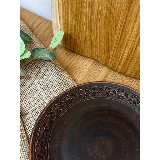 Тарелка 21 см керамическая (глиняная) резная Декор - фото 5