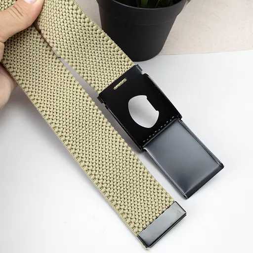 Ремінь-гумка чоловічий на затиску PS-40023 (112 см) бежевий плетений - фото 4