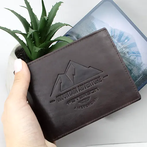 Портмоне мужское кожаное Peterson N992-BE-MOUN темно-коричневое Mountain Adventure - фото 9