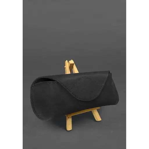 Кожаный чехол для очков BlankNote Crazy Horse с клапаном на магните Черный - фото 4