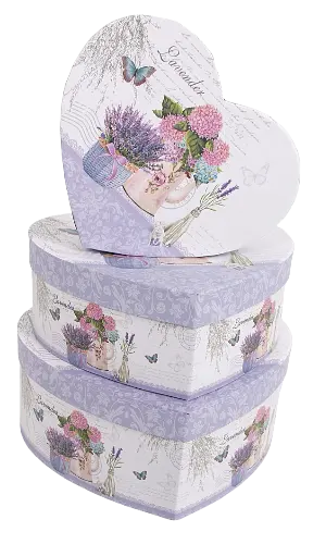 Подарункові коробки UFO 3366-SY342 Набір 3 шт LaAVANDER HEART серце