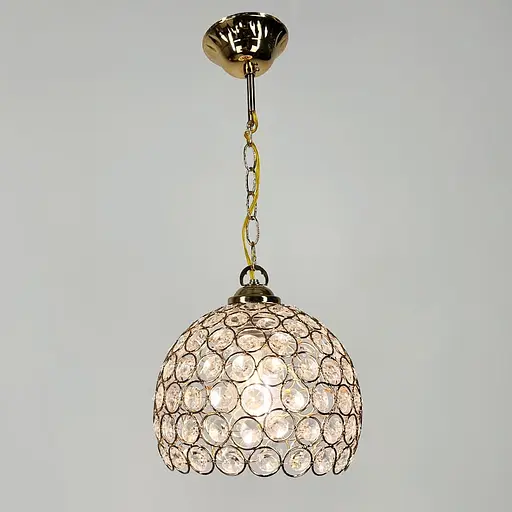 Золотий підвісний світильник із декоративним кришталем Ø 20 см | Line F | Арт. 402/1M GD - фото 4