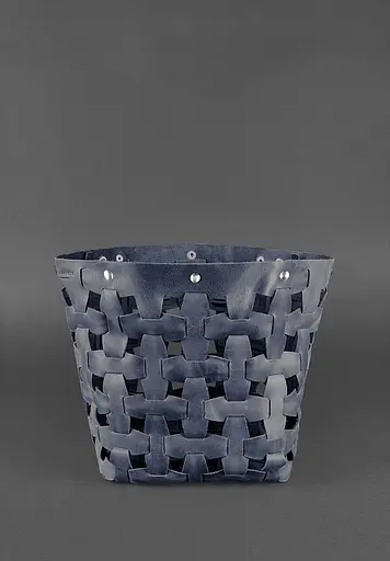 Шкіряна плетена жіноча сумка Пазл L синя Crazy Horse - фото 3