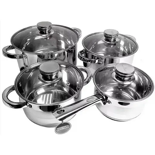 Набор кастрюль с сотейником Edenberg EB-3707 из нержавеющей стали 8 предметов - фото 1