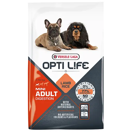Сухой корм для взрослых собак малых пород Versele-Laga Opti Life Adult Digestion Mini с ягненком 7.5 кг (5410340311356) - фото 1