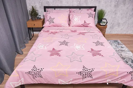 Комплект постільної білизни Moon&Star Бязь Gold Люкс Alpha Pink двоспальний 175х210 наволочки 4х50х70 - фото 2