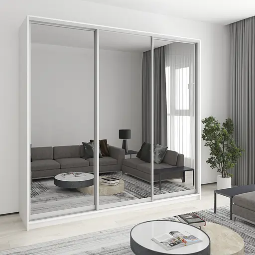 Шкаф-купе трехдверный MebelStar Комбо AL 3 Зеркала 250x45x240 см Аляска белый (MBS-2173)