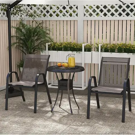 Комплект садових стільців Costway Patio з підлокітниками сірий - фото 3