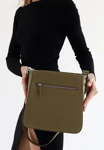 Жіноча шкіряна сумка Stella оливкова - фото 5