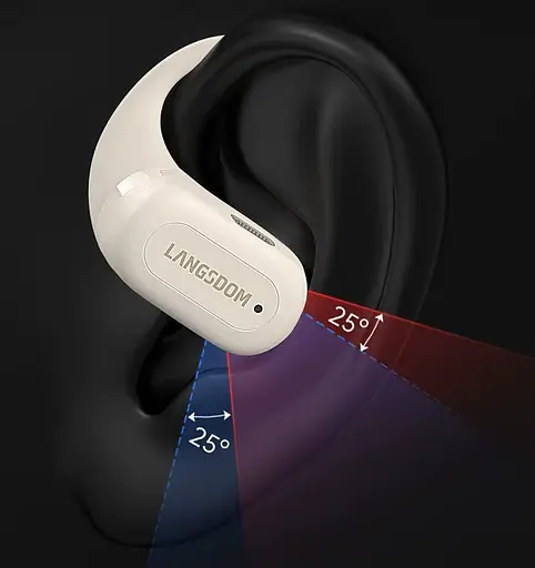 Бездротові кісткові навушники Langsdom TS19 Open Ear з дужкою за вухо і шумозаглушенням Бежевий - фото 4