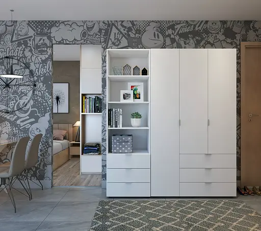 Пенал для одягу Doros Гелар Білий 3Ш 60х49.5х203.4 (41516133) - фото 2