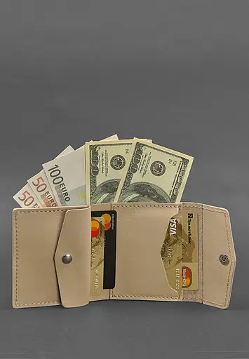 Женский кожаный кошелек 2.1 светло-бежевый - фото 3