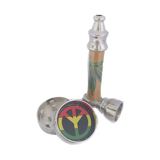 Трубка курильна + гриндер для подрібнення тютюну HL-YD-305 Конопля Silver Gold (10916) - фото 4