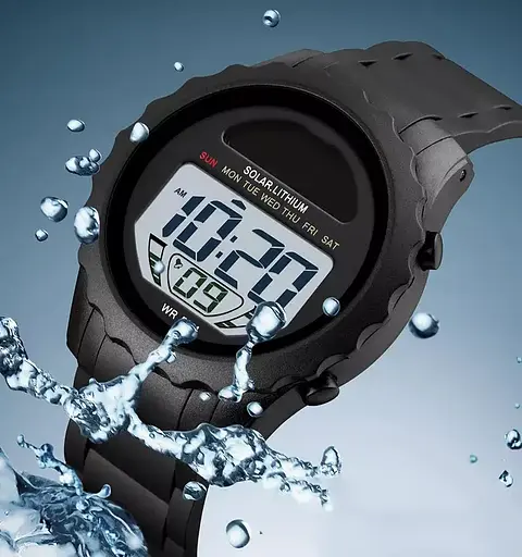 Мужские наручные часы Skmei 1585 с солнечной панелью (Черные) - фото 5