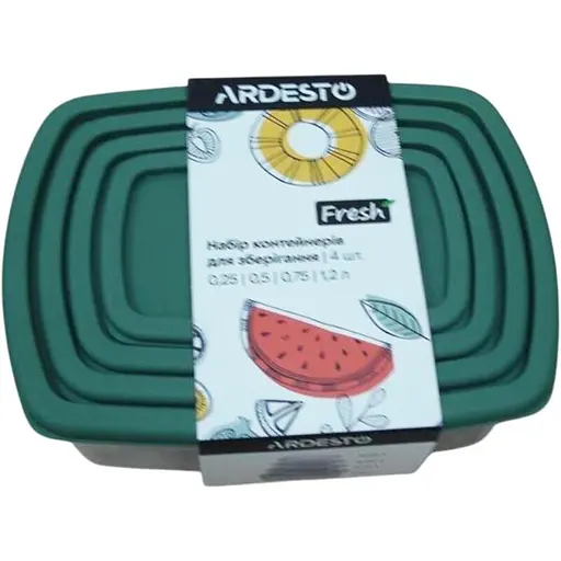 Набор контейнеров для продуктов питания Ardesto Fresh 4 шт. зеленый (AR1312G)