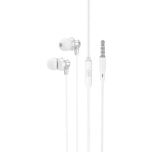 Проводные вакуумные наушники Hoco M98 Delighted metal universal earphones with microphone, 3.5mm, 1.2m, silver