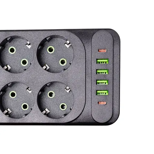 Мережевий фільтр-подовжувач Yiwu HP-5-15 EURO 133U 3 метри на 4 розетки з 3 USB чорний  - фото 5