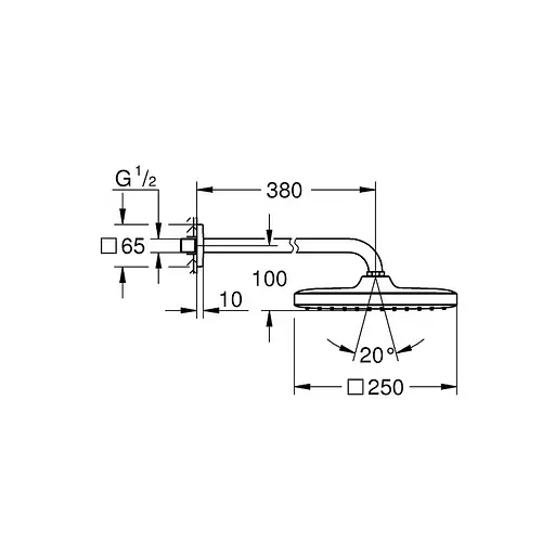 Лейка для верхнего душа с держателем Grohe Tempesta 250 Cube 26687000, Хром - фото 2
