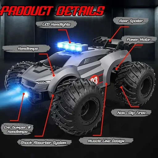 Машинка с дистанционным управлением для детей и взрослых, высокоскоростная внедорожная 2.4 ГГц - фото 3