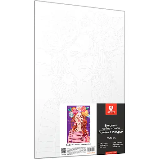 Полотно на ХДФ с контуром Arteo Девушка в венке 20×30 хлопок акрил - фото 2