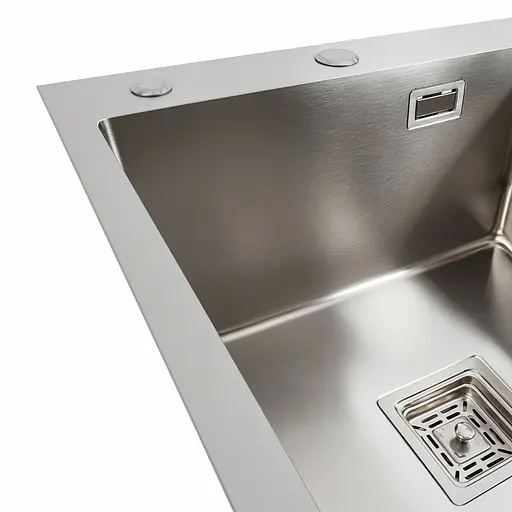 Кухонная мойка Platinum Handmade нержавейка 78x50B L (два отверстия, квадратный сифон 3.0/1.0), Нержавеющая сталь - фото 4