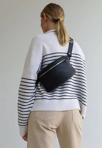 Шкіряна поясна сумка чорна - фото 3