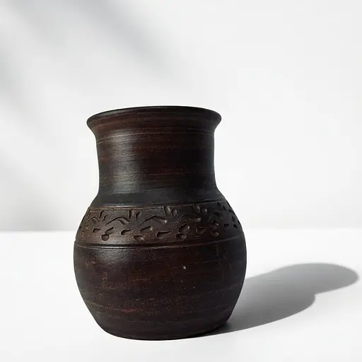 Глечик Молочник з червоної глини без ручки 1.5 л Декор молочена кераміка Український глиняний посуд - фото 3