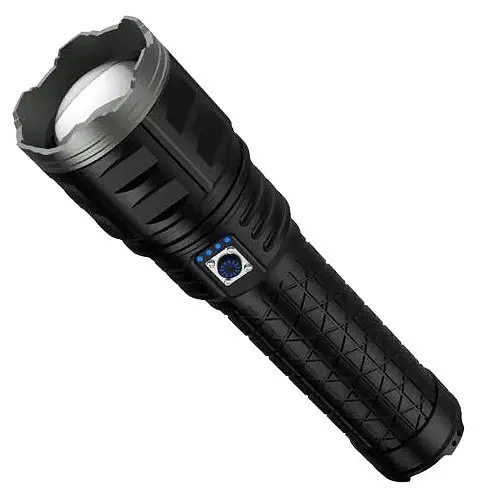 Потужний ручний ліхтар AK138 4х18650 акумуляторний тактичний White Laser Powerbank IP44 Type-C zoom Чорний - фото 4