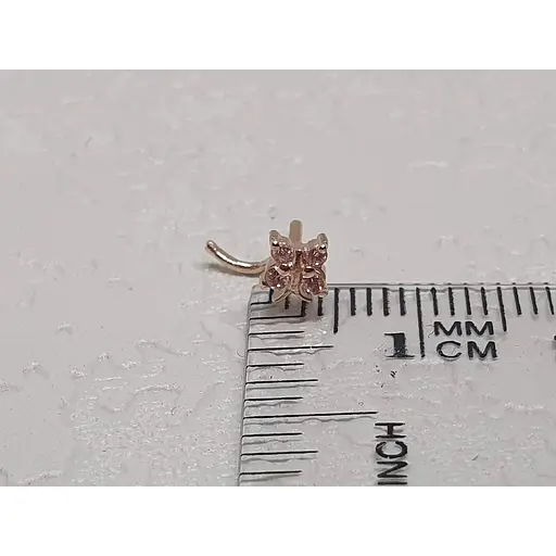 Золотая серьга-пирсинг в нос Dear с фианитами. 1041.13 Розовый (светлый) - фото 3