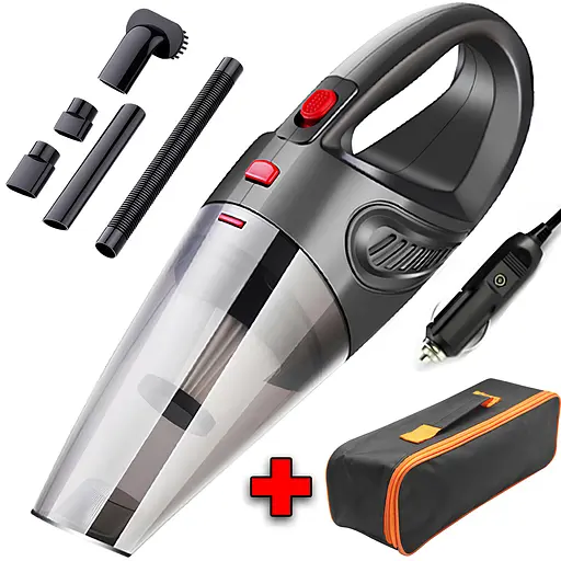 Автомобільний пилосос від прикурювача 12V з насадками 5 шт. ZY-2021. 120 Вт. + Подарунок Сумка-чохол