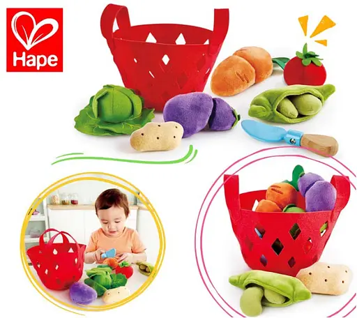 Игровой набор Hape E3167 Корзина с овощами набор текстильных игрушек - фото 7