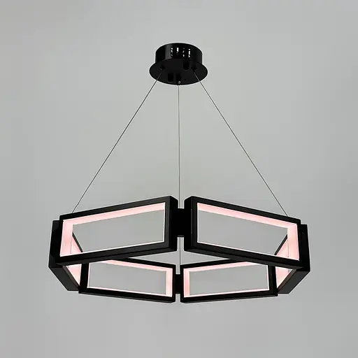 Люстра із підвісним чорним кільцем з прямокутників Ø 60 см | Арт. MJ 235-600 | Line F - фото 5